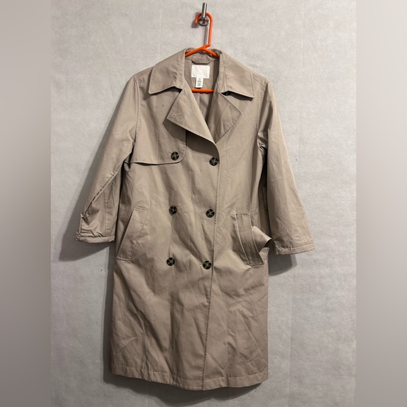 Classic Tan Double-Breasted Women's Trench Coat H&M XS light weight old money - Picture 2 of 6